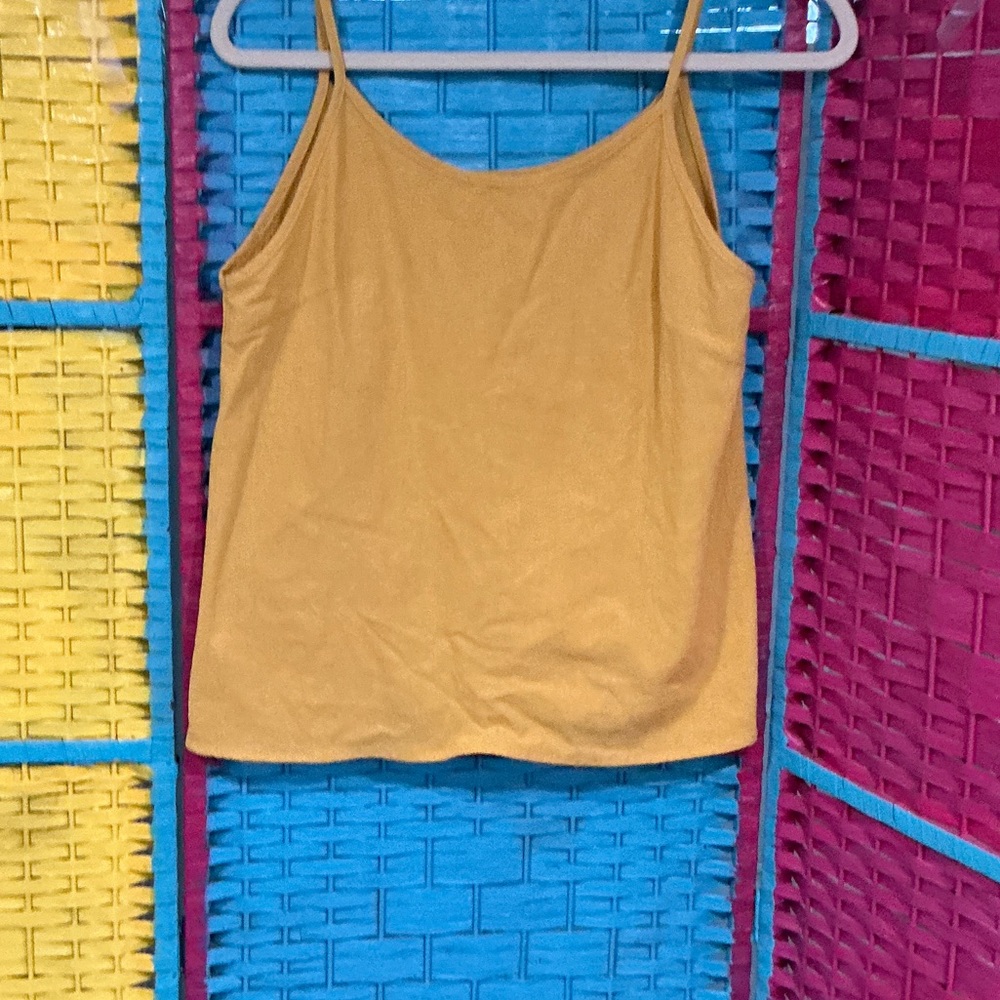 Yellow Spaghetti Strap Top in gauzy cotton flax